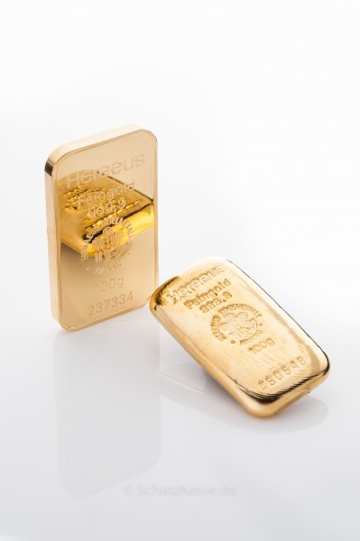 100 Gramm Goldbarren Heraeus Goldbarren GOLD Schatzkasse De